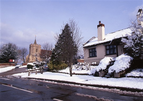 Photo:Picturesque Hockley. Can someone tell me more about the church and the house on the right?